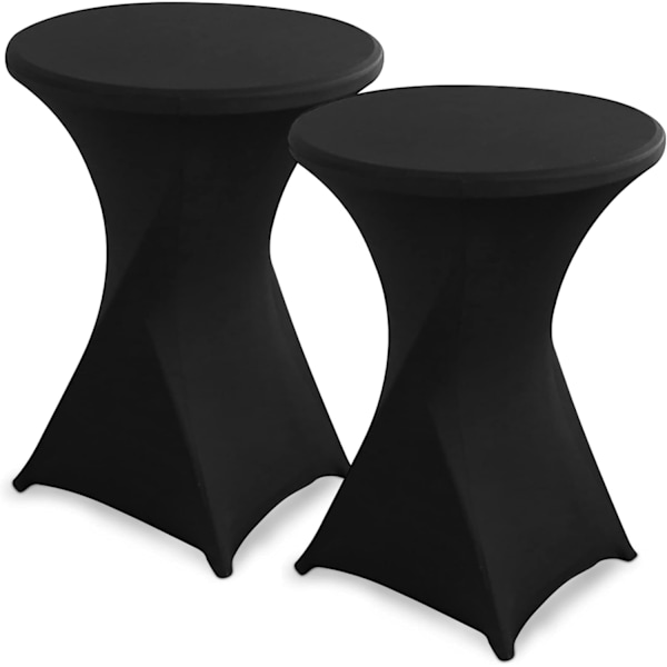 Stretch Duk, 2 Delar Tvättbar Polyester Duk Rund Matbordsduk Cocktailbordskydd 80x110cm (Svart)