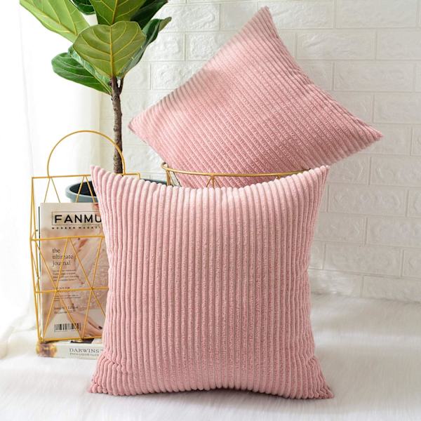 2-pack mjuka dekorativa fyrkantiga manchesterkuddar, lämpliga för vardagslivet och även för helgdagar som jul 45x45 cm Pale pinkish gray
