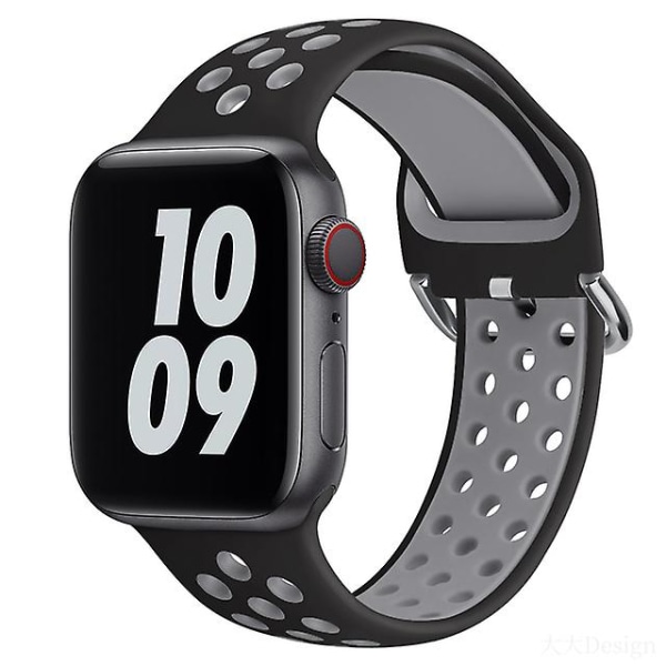 Ai Watch ranneke Apple Watch Ranneke 45mm 44mm 40mm Series 7 6 5 4 Se Sports Hengittävä Rannekoru Iwatch 3 42mm 38mm - Kellon rannekkeet Black gray 42mm-44mm-45mm-49mm