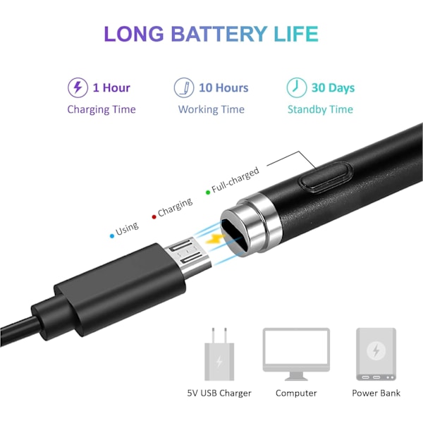 Aktiv Stylus Penn for Berøringsskjerm, Oppladbar Penn med Berøring, Stylus Penn for iPhone/iPad Pro/Air/Mini/iPhone/Android og De Fleste Berøringsskjermer