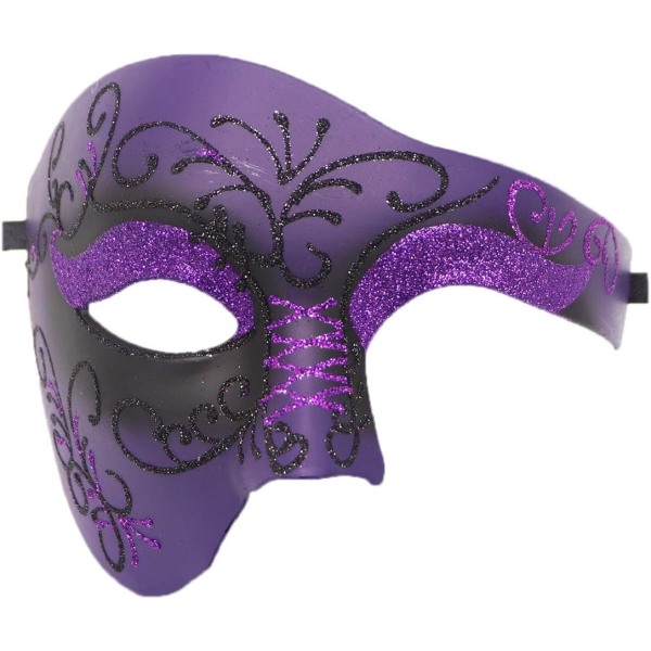 1kpl Naamiaisnaamio Retro Phantom of the Opera One Eye Half Face -asu, Half Face Phantom Mask (violetti kuvio)