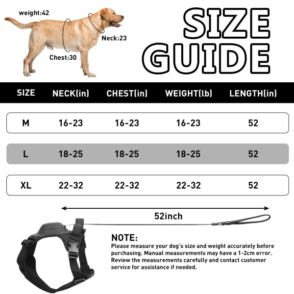 Hundesele med indbygget udtrækkelig håndfri hundesnorsæt, 2 i 1 hundesele med håndtag til løft, justerbar blødt polstret kæledyrsvest-sele, XL