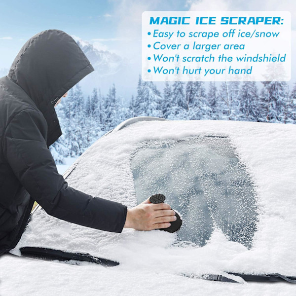 Magiske isskraper for bilfrontrute - 2-pakning Cone Magic isskraper med trakt, rund snøskrape til julegave Black