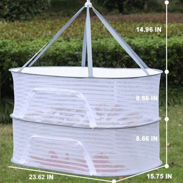 Tørrestativ 2-lags hængende mesh-net til planter.