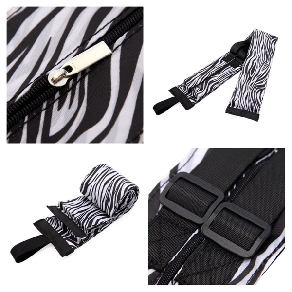 Bärbar hopfällbar shoppingväska Stor kapacitet Multifunktionell förvaringsväska Sportreseaxelväska (zebrarand) Zebra-stripe