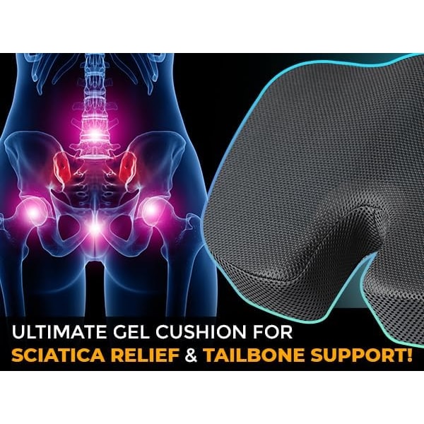 Memory Foam Smärtlindringskudde för Ryggstöd, Halkfri Gel Ortopediska Ergonomiska Kuddar