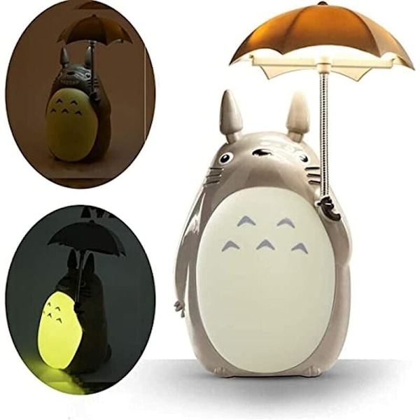 Totoro LED Nattlampa för Barn, USB Uppladdningsbar Läslampa, Söt Tecknad Djur Sovrumsinredning för Pojkar Flickor