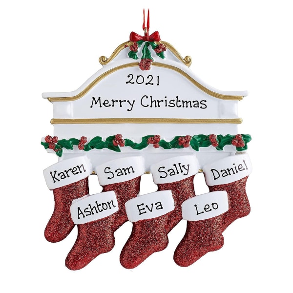 2-pak gør-det-selv familie juletræsstrømpepynt Mantel Familiegrupper Juleferiedekorationer Juletræspynt Julegave(7)