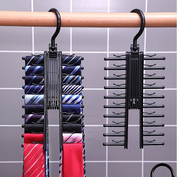 Solmioteline Cross Tie Hanger, Järjestäjä Huivit Koukku, Pidike 360 asteen pyörityksellä, Pitää turvallisesti jopa 20 solmiota vaatekaapissa
