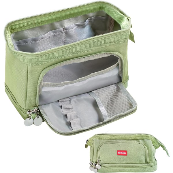 Etui til studerende, stor kapacitet voksen blyantpose kontorarrangør, enkel holdbar multifunktionel blyantpose til drenge, piger, grøn green