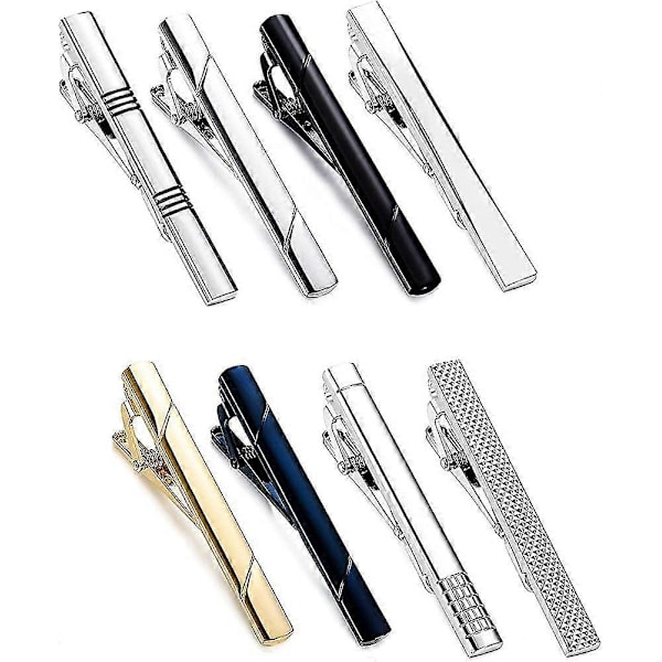 8 st Tie Clip Bar, För Män Tie Business Bröllop Bar Clips, Set Med Presentask