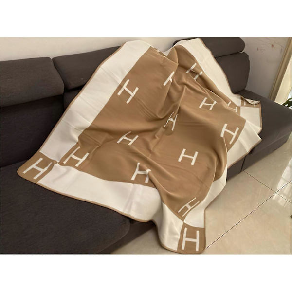 Plaid H filt cashmere-blanding hæklet bærbar (130x170cm khaki) khaki