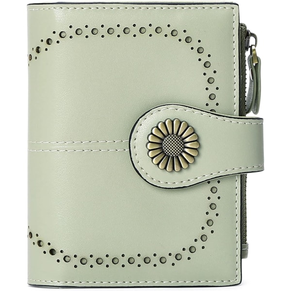 Dame-lommebok RFID-blokkerende kort lommebok med 16 kortspor (grågrønn)