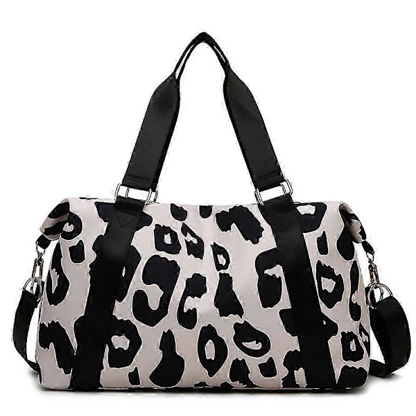 Store reisevesker for kvinner, helgevesker med skulderstropp, ku leopard aztec