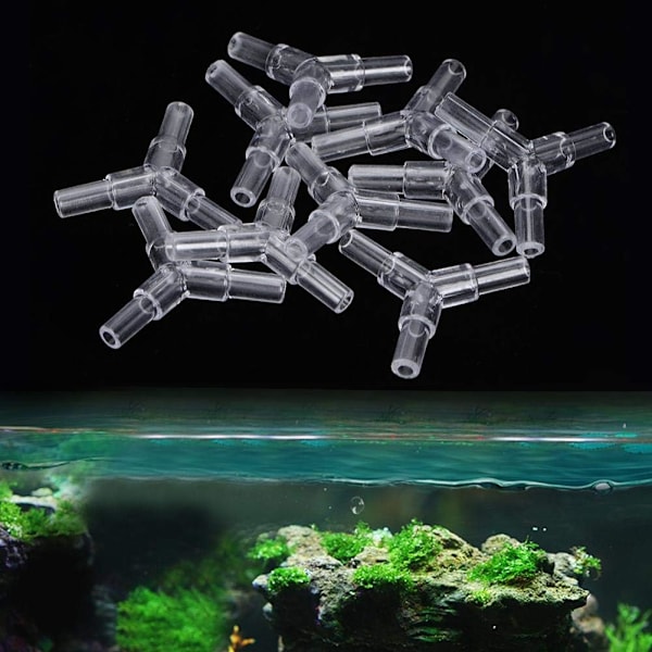 20 st Akvarium Luftslangskoppling Transparent 3-vägs Y-formad T-koppling Akvarium Luftventil Koppling Luftpumpstillbehör