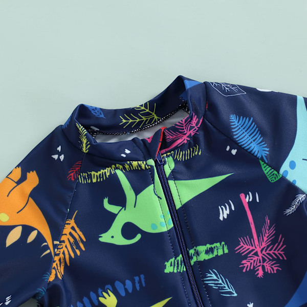 Småbørns Baby Drenge Badetøj Baby Drenge Badedragt Heldragt Kortærmet Strandtøj Lynlås Rash Guard Badedragter Svømmetøj (1-2 år)
