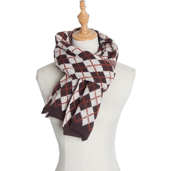 Myk skjerf for kvinner, klassisk frynse-ruter, vinter, julegave brown