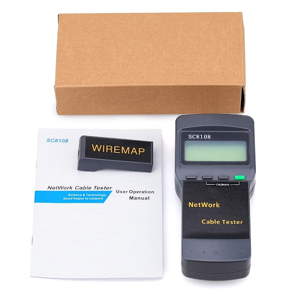 SC8108 Nettverkskabeltester CAT5 CAT6 RJ45 LAN Telefonkabel Ledningstestverktøy med Wiremap-adapter