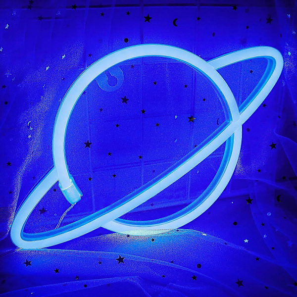 Neon Skyltar, LED Neonljusskylt Drivs av Batteri eller USB, Väggdekor LED-lampor Heminredning Hängande Konst Neon Skyltar (Blå) blue