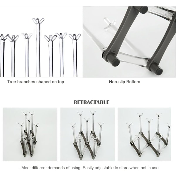 Retractable  Kuivaus Dranier lasipullon astioille ， Muovinen mukiteline liukumattomalla pohjalla keittiön työtasolle