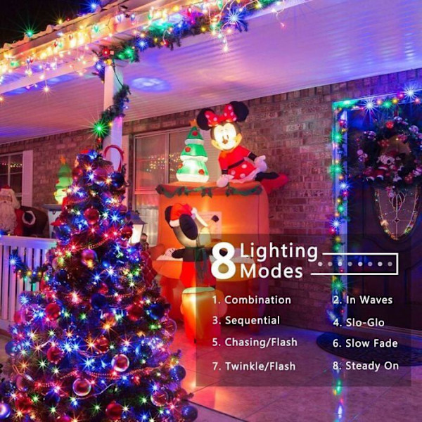 ODIPIE 33M 300 LED Multicolor Utomhus Julgirlang 8 Lägen Vattentät för Julgranar