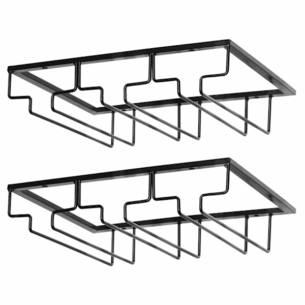 Vinglasställ - Vinglashållare för under skåp, förvaring av glas, hängare, 2-pack metallorganisatör för bar, kök, svart