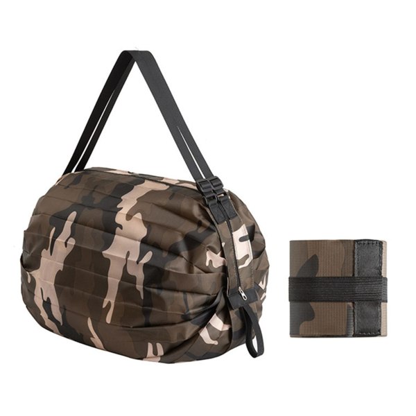 Bärbar hopfällbar shoppingväska med stor kapacitet Multifunktionell förvaringsväska Sport reseaxelväska (brun) Brown