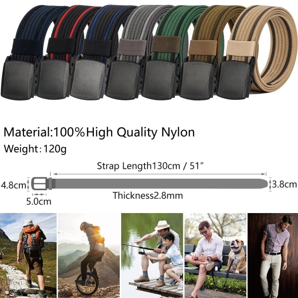 Miesten Nylon Canvas Belt Tactical muovisoljella, vihreä green