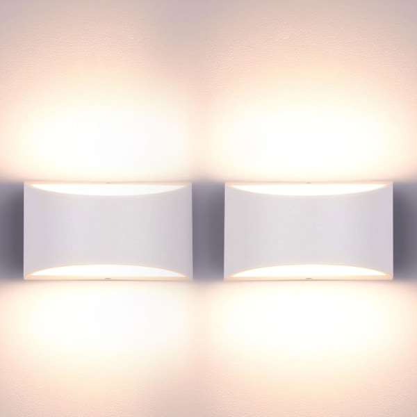 2 st Vägglampor Inomhus Dimbar Upplampa 10W LED Väggbelysning för Vardagsrum Sovrum Balkong, Varmvitt