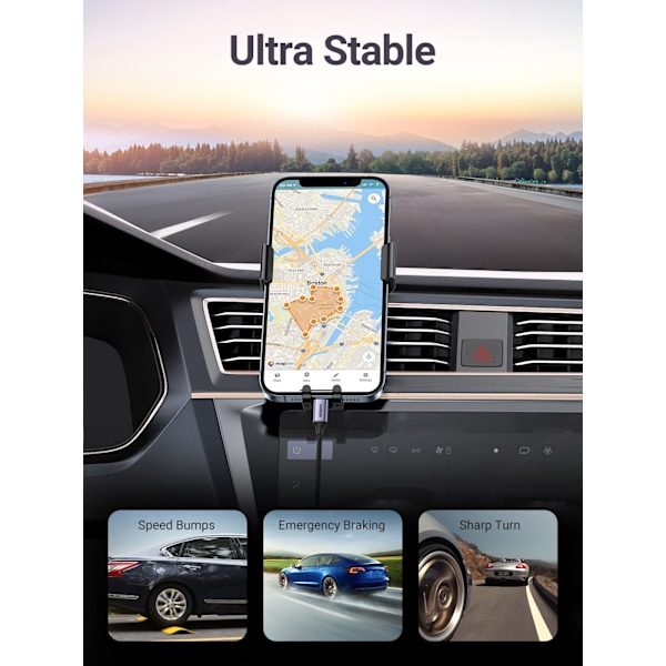 Autopuhelinpidike tuuletusaukkoon, luotettava ja vakaa handsfree, yhteensopiva iPhone 14 Pro Max/13/12/11, Galaxy S22/S21 Ultra/S20 FE, Pixel 6 (musta) kanssa