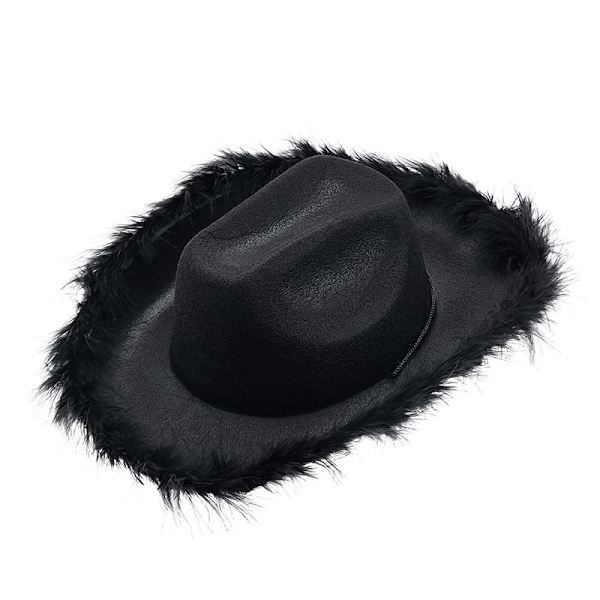 Cowboyhat i Filt med Blød Fjerkant til Kvinder - Bredbremmet Hat til Kostumefest og Cowgirl-Outfit