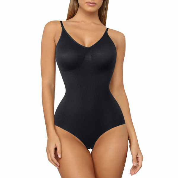Kvinders Slankende Bodysuits Shapewear Tops Tummy Control Body Shaper Spaghetti Strap Camisole Leotards Bodycon Jumpsuit, XL/2XL