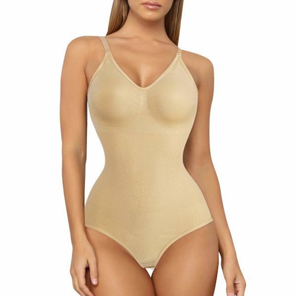 Kvinders Slankende Bodysuits Shapewear Tops Tummy Control Body Shaper Spaghetti Strap Camisole Leotards Bodycon Jumpsuit, M/L