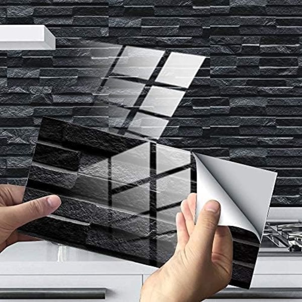 Köks- och badrumsdekaler Dekorativa självhäftande väggdekaler för cementplattor Lim för badrums- eller köksväggplattor (gråsvart, 24 delar)