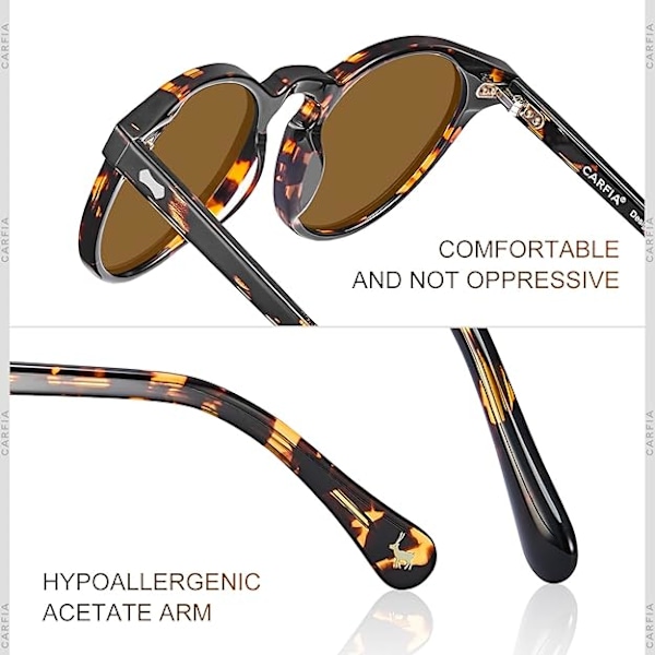 Miesten aurinkolasit polarisoidut vintage-silmälasit UV400-suoja ajoon matkustamiseen. Kilpikonnan kuvioiset kehykset ruskeat linssit Tortoise Frame Brown Lens