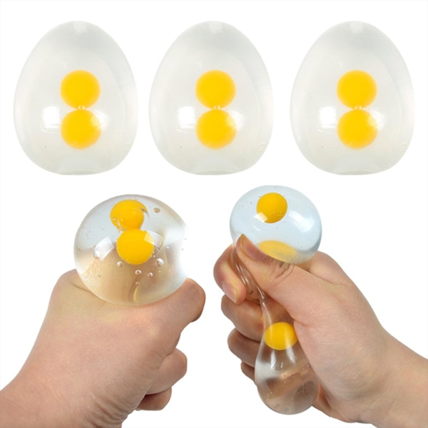 3 st ägg-squishies leksaker Mjuka klämma klibbiga händer Squishy Stressreducerande klämma äggvita, avslappningsbollar för vuxna med ångest