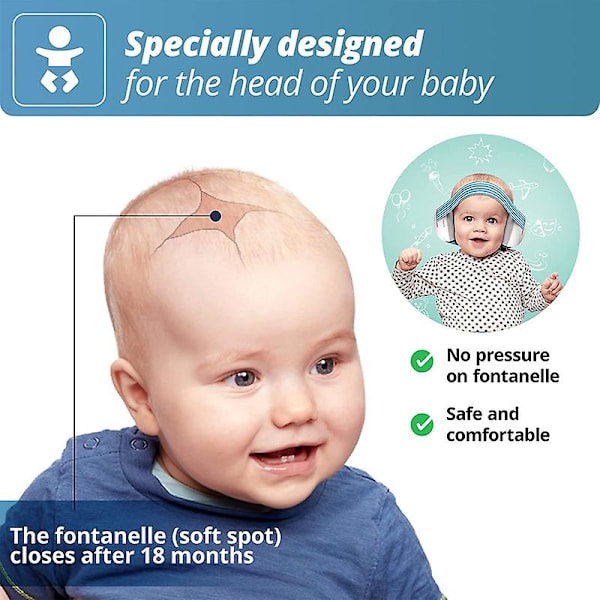 Ørebeskyttelse for babyer og småbarn opptil 36 måneder - CE & ANSI-sertifisert - støyreduserende ørepropper Komfortable babyhodetelefoner Forbedrer søvn grey