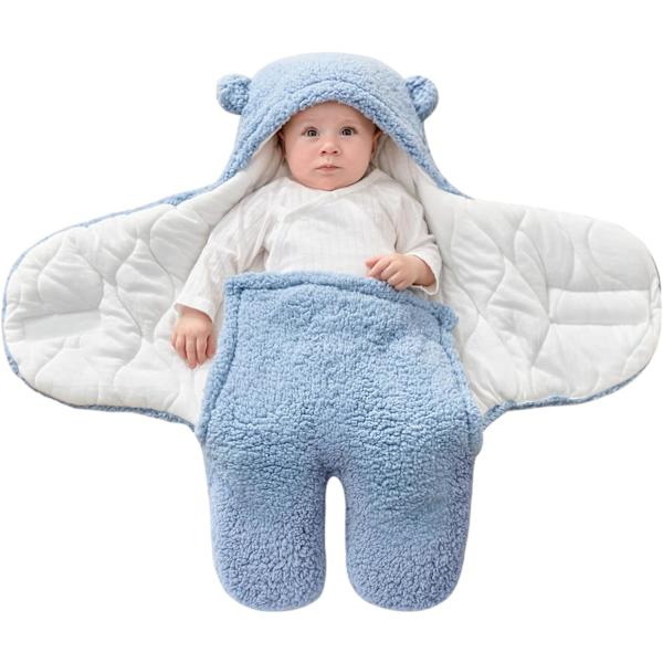 Vauvan hupullinen peitto, Teddykarhu vauvan kapalointiliina, rattaiden vastaanottopeitto, fleece-makuupussi, säkki, vauvanvaatteet pojille ja tytöille Blue