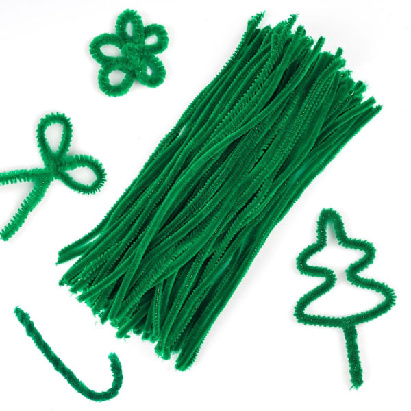 Green Pipe Cleaners for Craft, 30cm x 5mm 100pcs Long Flexible Twister for Kids DIY School Projects Holiday Decorations