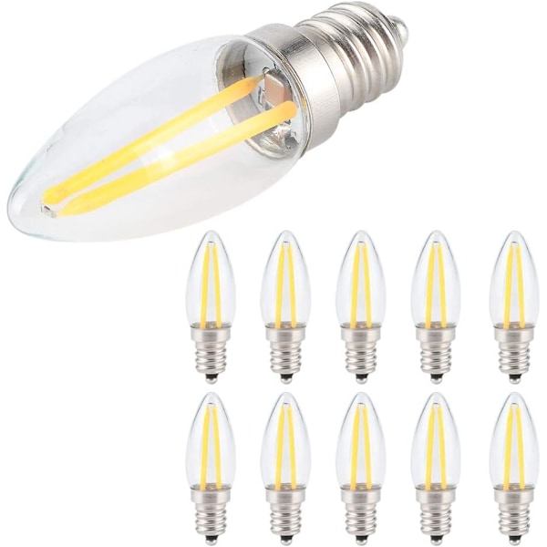 Lång Filament E12 Lampa, Miljöskydd LED Kronljuslampa, Glasmaterial 10st Hotell Skåpbelysning för Inbyggda Lampor