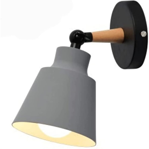 Moderne indendørs væglampe, væglampe med metalskærm, lanternelampe til soveværelse, stue, seng, læseværelse, gang (farve: grå) grey