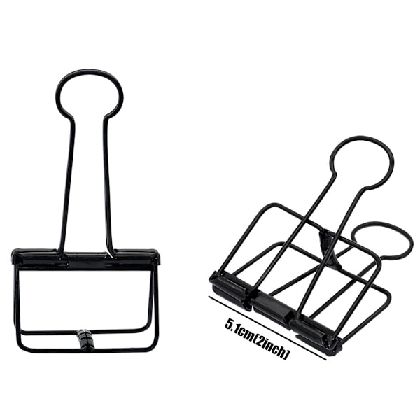 Ekstra Store Binder Clips 5 cm, Klemmer Sorte til Kontor Skoleartikler (15 stk)