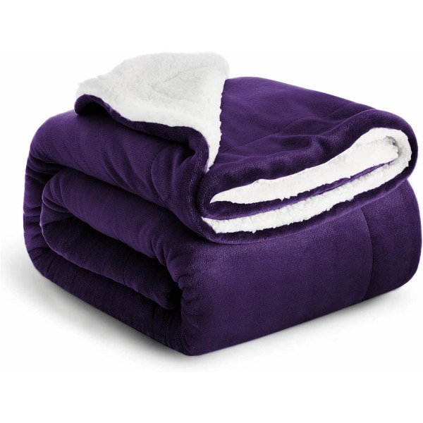 Sängfilt, Sofffilt, Mjuk Fluffig Tjock Filt, Vändbar Mikrofiberfilt Red bean paste purple