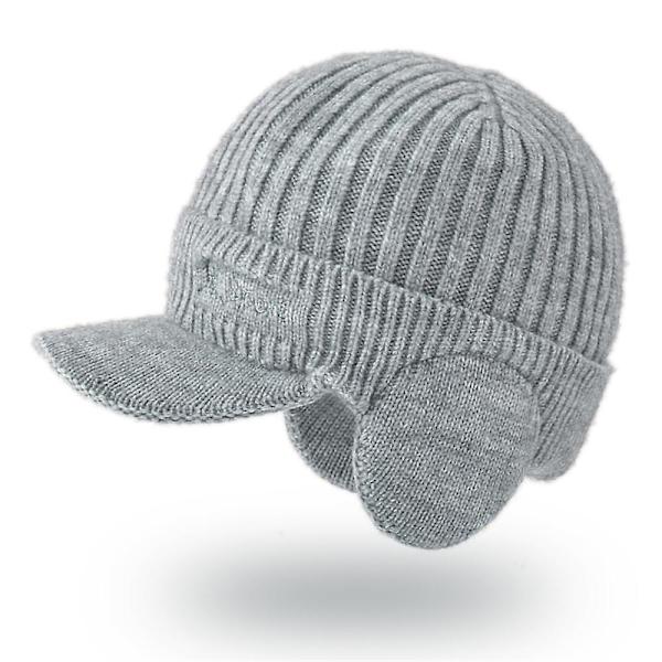 Unisex Ski Sykling Varm Strikket Lue, Vinter Vindtett Tykk, Utendørs Ullhatt, Varm Tykk Andetunge Strikket Ørebeskyttelse Baseballhatt Light Gray