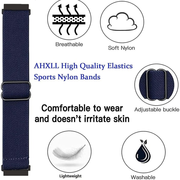 2-pack nylon som är kompatibla med Samsung Galaxy Watch Active 2, 20 mm stretchig sportögla Andningsarmband (regnbåge+diamant)