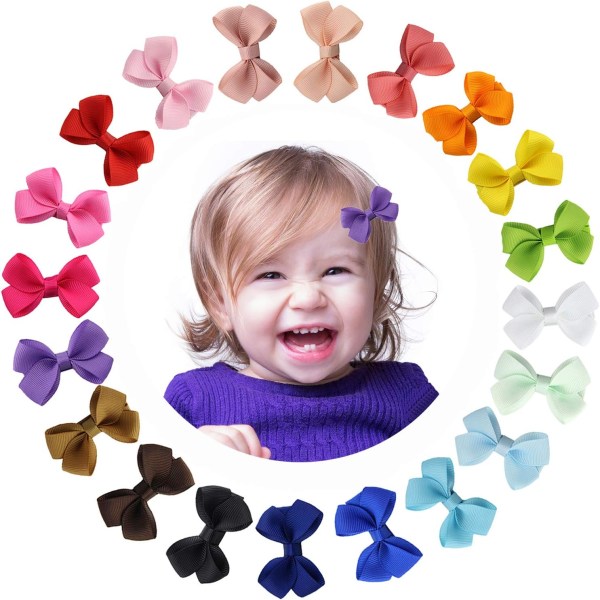 20 färger 2" Boutique Mini baby Hårrosett Grosgrain Ribbon Hårrosetter Alligatorklämmor Hårtillbehör för baby Småbarn Barn