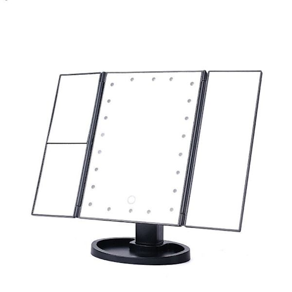 Lighted Makeup Mirror 22 Leds Brightness Adjustable Tabletop Cosmetic Mirror ，Led makeup mirror foldable，Black Black