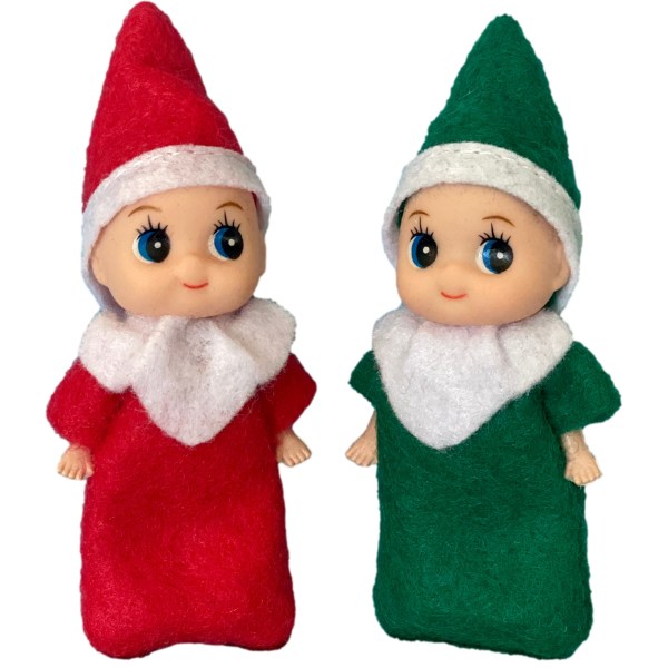 Tow Little Christmas Elves, an Elf Baby Boy og Elf Baby Girl er perfekte tilbehør og rekvisitter til nissesjov, adventskalendere og strømpestoppere