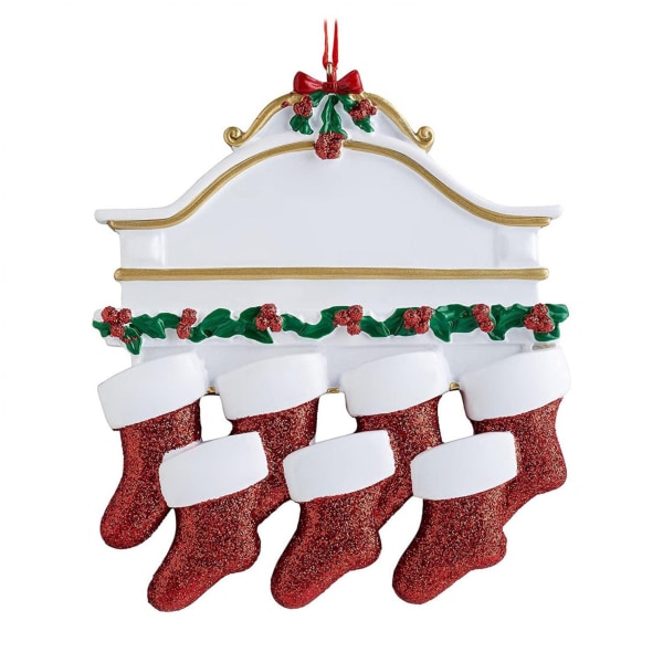 2-pak gør-det-selv familie juletræsstrømpepynt Mantel Familiegrupper Juleferiedekorationer Juletræspynt Julegave(7)