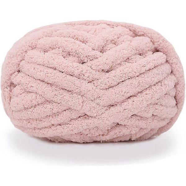 Tjock stickad chenillegarn för handgjorda filtar, supersoft stort jumbo filtgarn pink